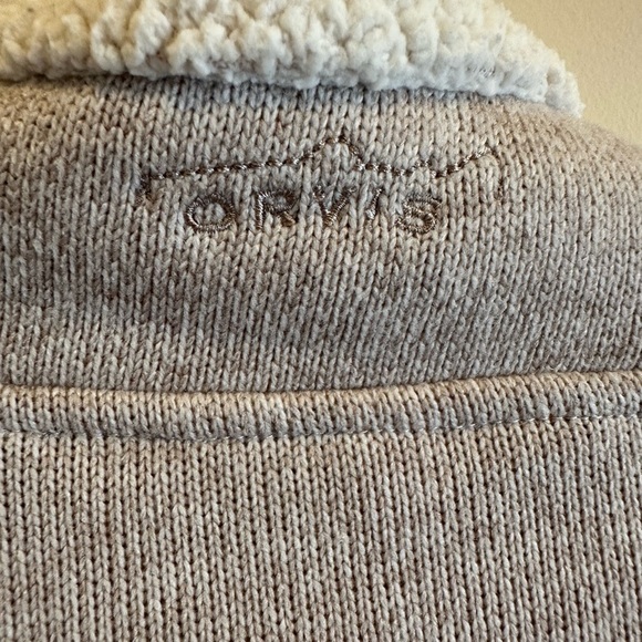 Orvis Trout Bum Fleece 1/4 Zip Sweater Tan/Oatmeal Sherpa Lined Collar Men’s XL - Picture 6 of 11